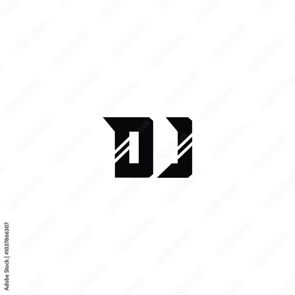 Obraz premium DJ monogram logo design letter text name symbol monochrome logotype alphabet character simple logo