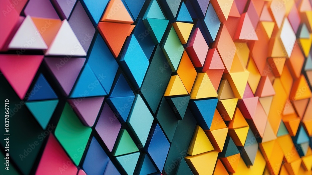 A vibrant arrangement of colorful triangular shapes creating a dynamic visual pattern. A vibrant arrangement of colorful triangular shapes creating a dynamic visual pattern.