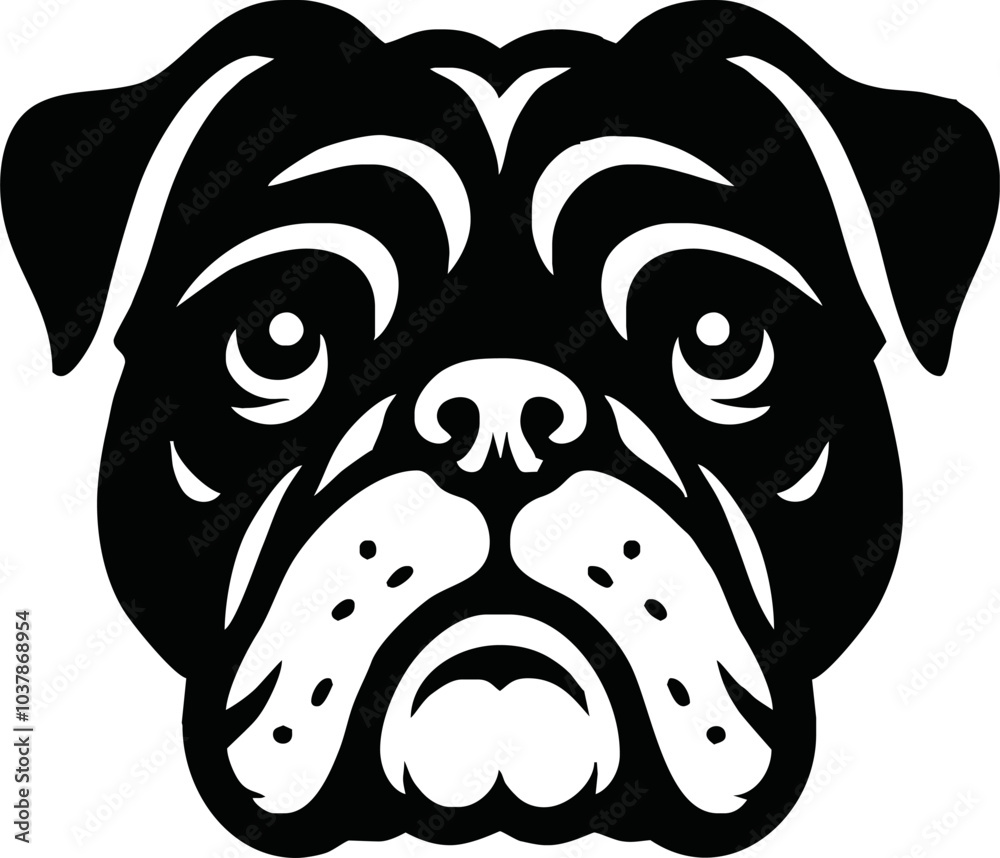 Bulldog logo icon silhouette vector style,Clipart , Illustration black with white background Bulldog logo icon silhouette vector style,Clipart , Illustration black with white background