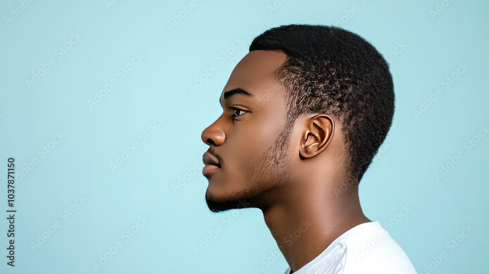 Obraz premium Profile Portrait of a Young Man with Short Hair