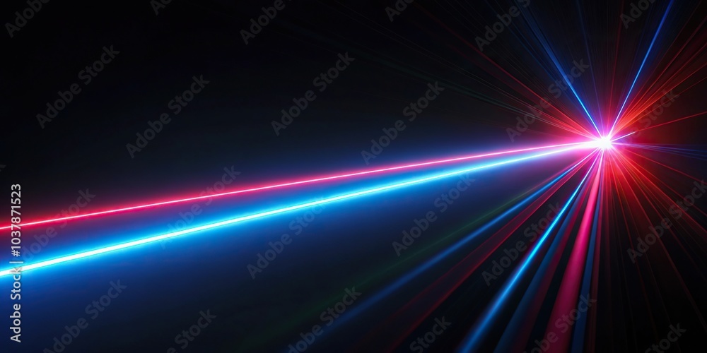 Abstract neon laser beam cutting through the darkness Abstract neon laser beam cutting through the darkness