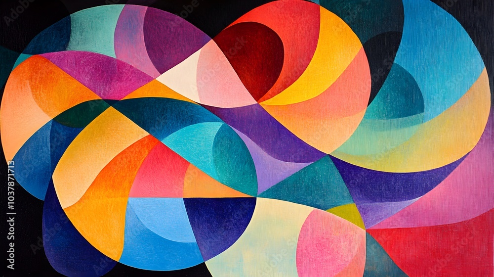 Obraz premium Abstract Geometric Shapes Art Painting Colorful Modern Minimalist Design