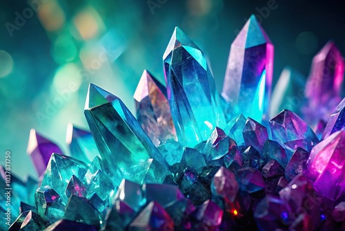 Wallpaper Mural Abstract shiny crystal fragment with colorful turquoise and purple wallpaper Torontodigital.ca