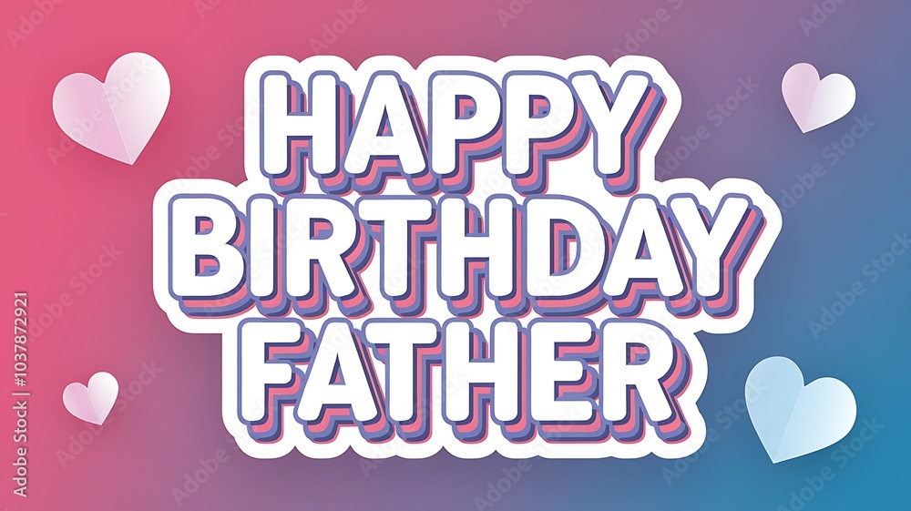 Fototapeta premium Happy Birthday Father Greeting with Hearts