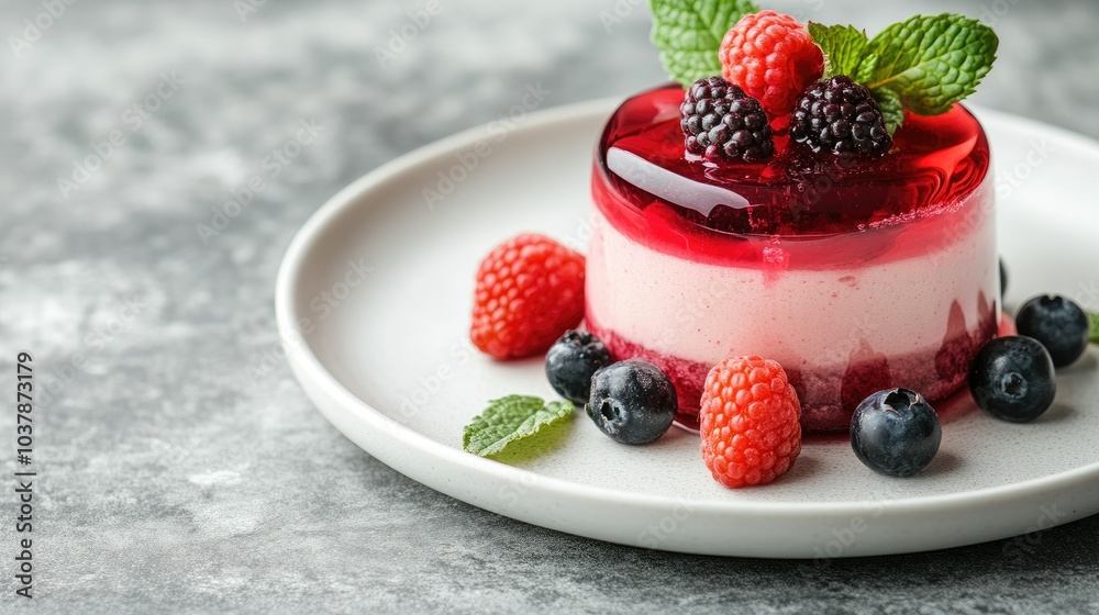 Colorful Berry Dessert with Gelatin Topping Colorful Berry Dessert with Gelatin Topping