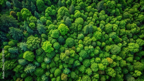 Aerial view of deep forest green background