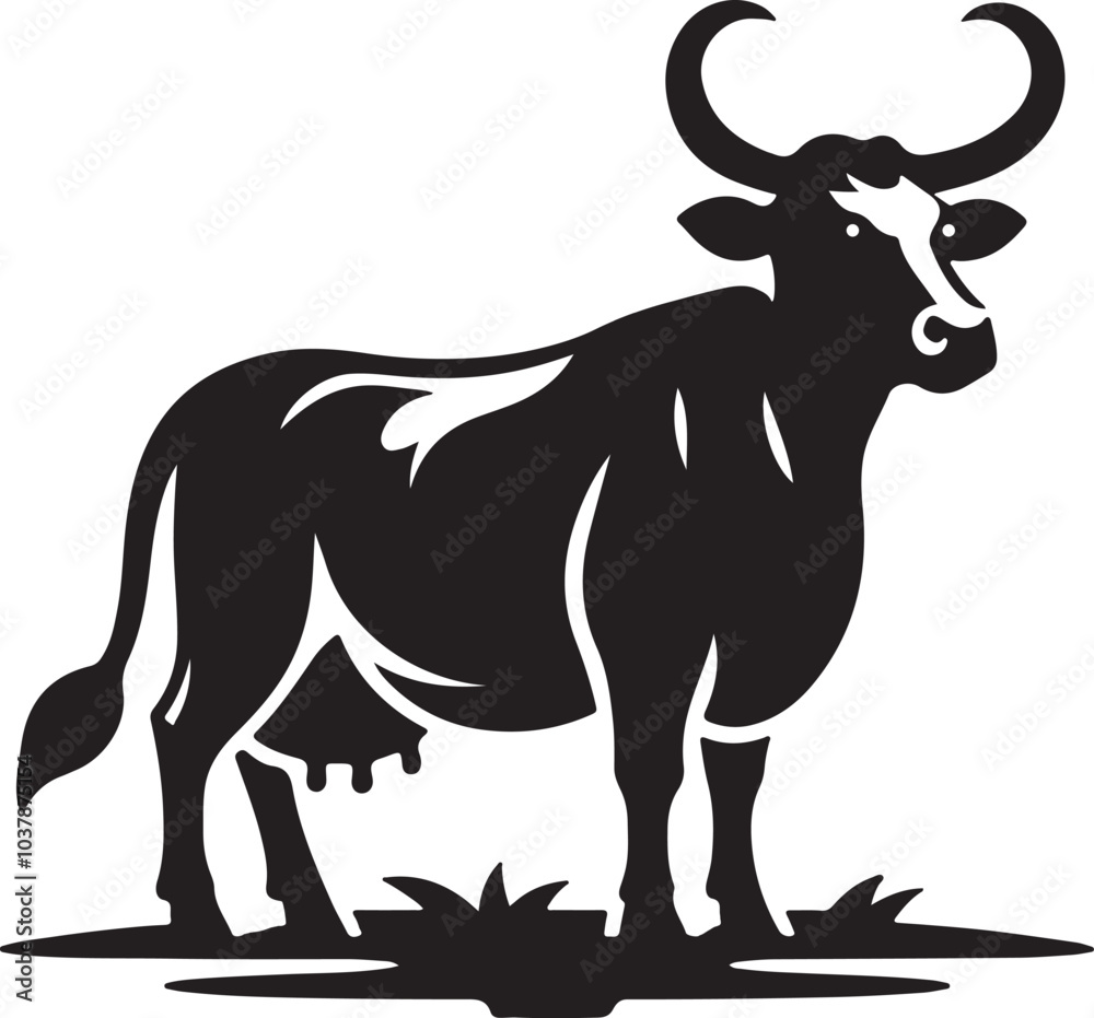 Modern Cow Silhouette Graphic vector with white background. Modern Cow Silhouette Graphic vector with white background.
