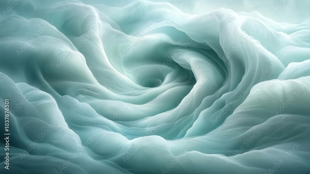Obraz premium graceful abstract swirl in mint green and seafoam blue creating a calming visual experience soft gradients blending seamlessly to evoke serenity and tranquility