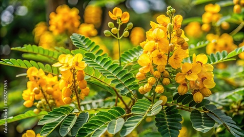 Aerial photograph of an herbaceous plant acapulo candelabra bush candle bush ringworm bush senna alata l roxb photo