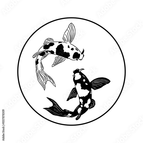 Silhouette koi fish black color eps