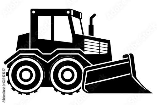 Bulldozer Silhouette | isolated vector silhouette illustration on white background