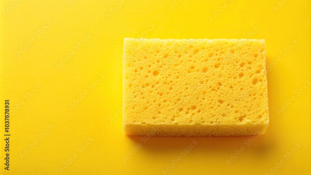 close-up of rectangle yellow sponge for washing on yellow background close-up of rectangle yellow sponge for washing on yellow background
