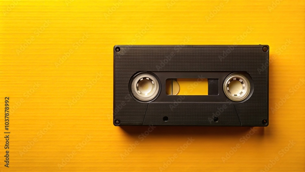 cassette for vcr video recorder on yellow background cassette for vcr video recorder on yellow background