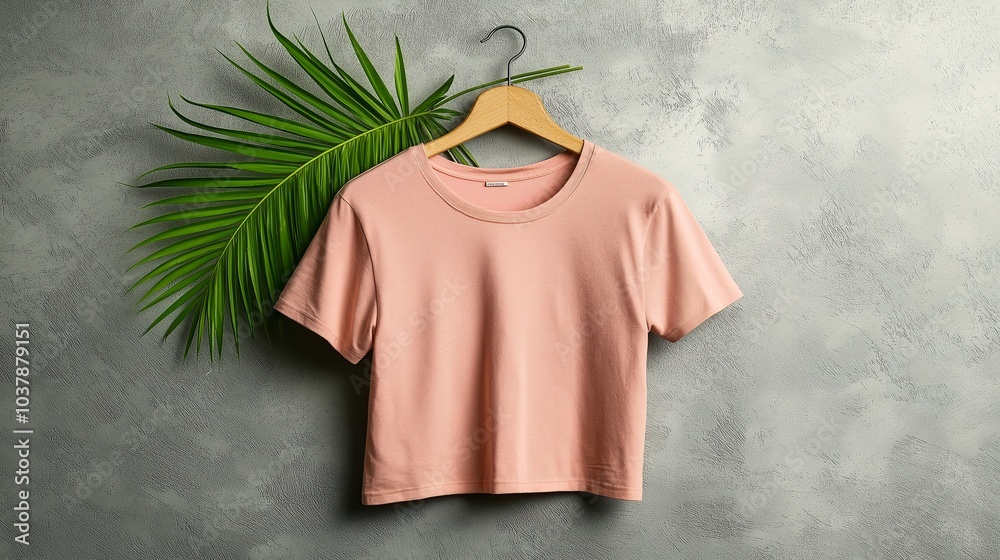 Pink Cropped T-Shirt Mockup Pink Cropped T-Shirt Mockup