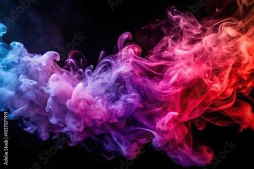 Asymmetrical multicolored smoke on black background