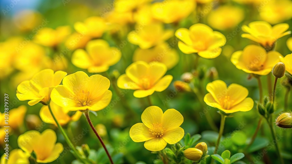 Blossoming bermuda buttercup flowers in nature Blossoming bermuda buttercup flowers in nature
