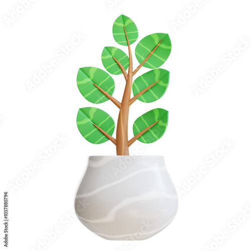 3d Botanical Plant Pot Illustration