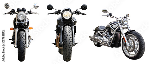 motorcycle front view isolated on a transparent PNG background, white background , cut out, clipping path, Generative Ai