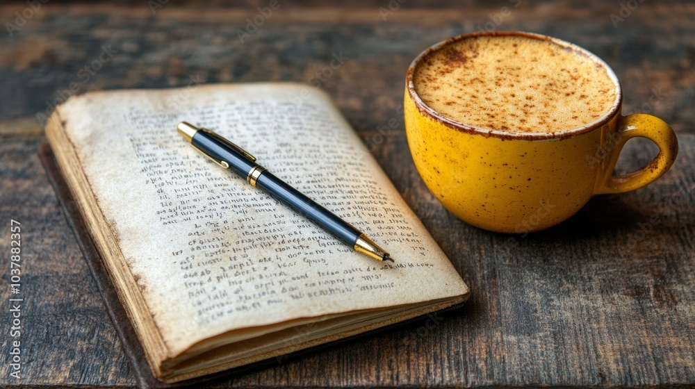 Coffee Notebook Pen Relaxing Morning Break Coffee Notebook Pen Relaxing Morning Break