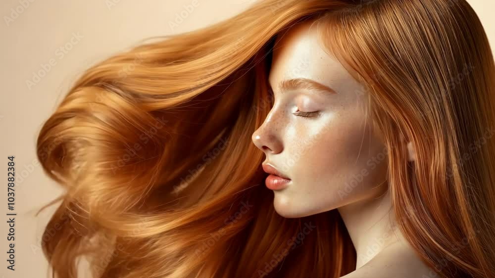 close up Light Auburn coloring hair fashion advertising concept, healthy smooth silky shiny hair with elegance flow curve, hair coloring advertising concept close up Light Auburn coloring hair fashion advertising concept, healthy smooth silky shiny hair with elegance flow curve, hair coloring advertising concept