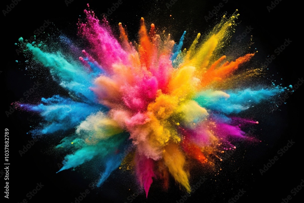 Colorful explosion of powder on black background Colorful explosion of powder on black background