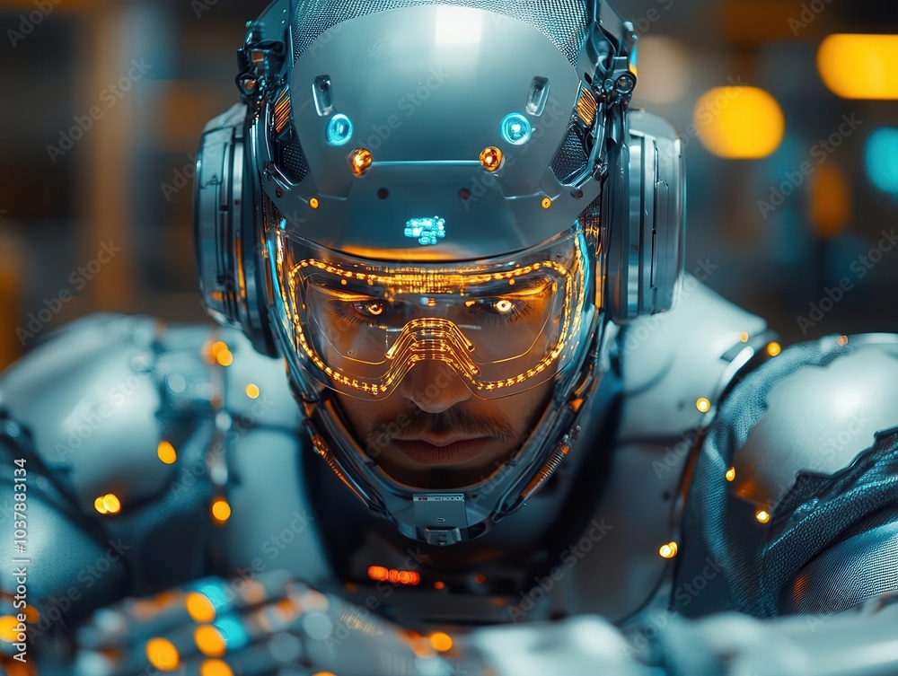 Fototapeta premium engineer programming advanced welding robots, optimizing efficiency in a modern factory assembly line, showcasing the integration of technology and innovation in industry