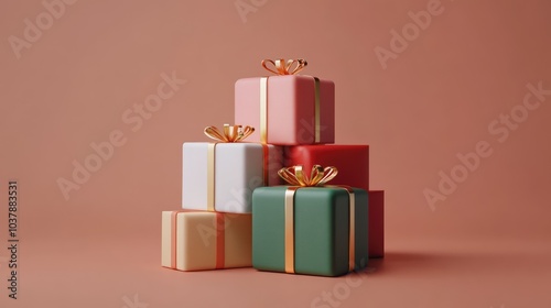 Colorful Christmas Presents in 3D Render