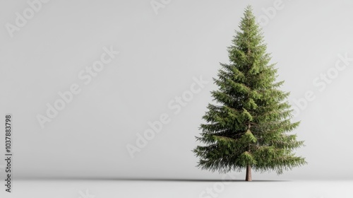 Simple 3D Christmas Tree on Plain Background