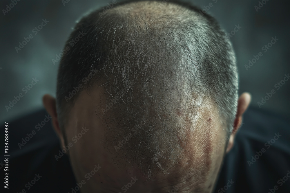 Fototapeta premium Man Concerned About Hair Loss