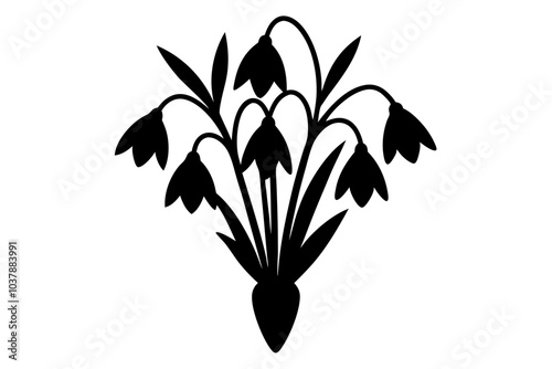 Bouquet of snowdrops Silhouette | isolated vector silhouette illustration on white background