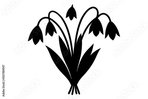 Bouquet of snowdrops Silhouette | isolated vector silhouette illustration on white background