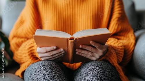 Woman Reading a Book in a Cozy Setting Relaxation Comfort Leisure Home Literature