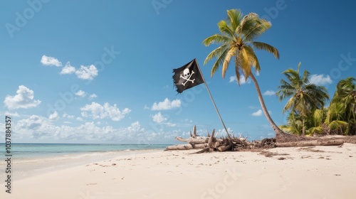 Forgotten Island Discovery: Pirate's Cove with Shipwreck and Palm Tree on Deserted Beach
