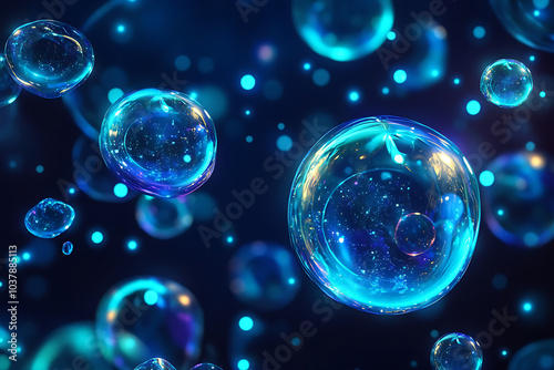 A visually captivating scene of floating bubbles in a vibrant, colorful environment.