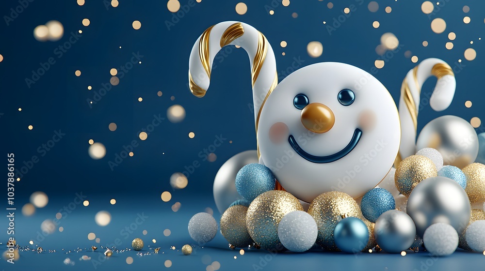 Obraz premium An image of a seasonal dessert featuring a unique peppermint candy canes cartoon, exuding happiness with a Christmas and New Year theme