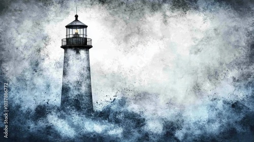 Lighthouse in a Stormy Sea  Nautical Art  Coastal Landscape  Seascape Painting  Dramatic W