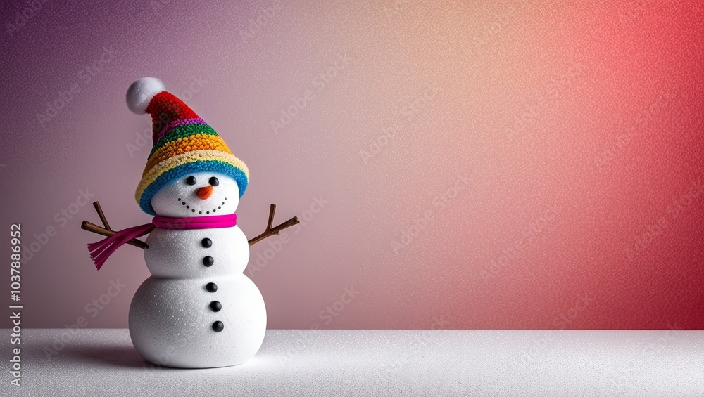 Snowman with Rainbow Hat Snowman with Rainbow Hat
