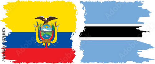 Botswana and Ecuador grunge flags connection, vector