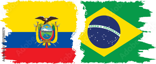 Brazil and Ecuador grunge flags connection, vector