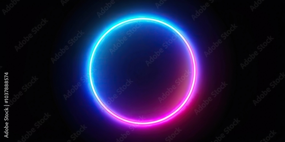 Dynamic neon circle with light effect on dark background Dynamic neon circle with light effect on dark background