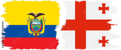 Georgia and Ecuador grunge flags connection, vector