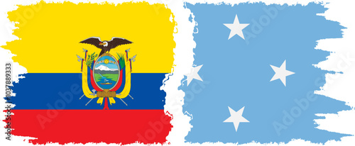 Federated States of Micronesia and Ecuador grunge flags connection, vector