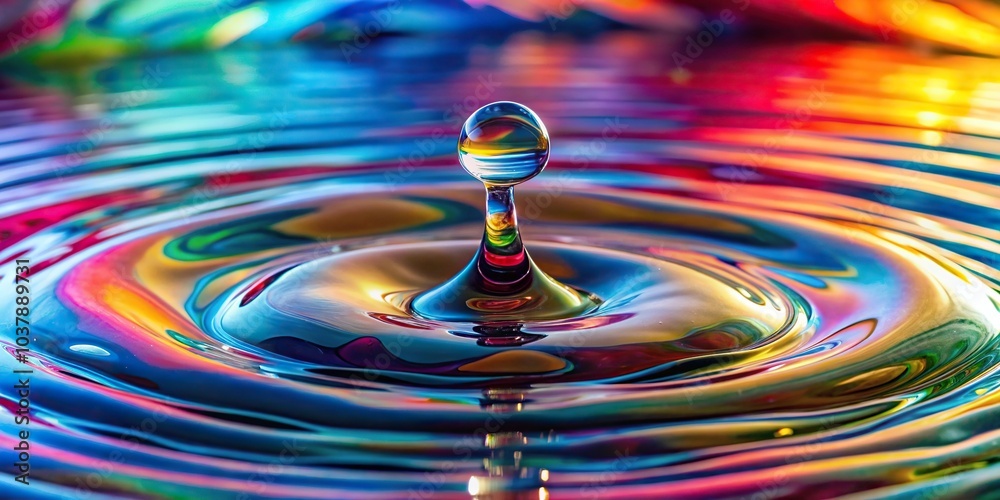 Extreme close-up colorful water droplet in abstract form and art Extreme close-up colorful water droplet in abstract form and art