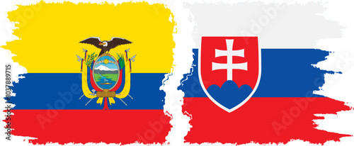 Photography Slovakia and Ecuador grunge flags connection, vector