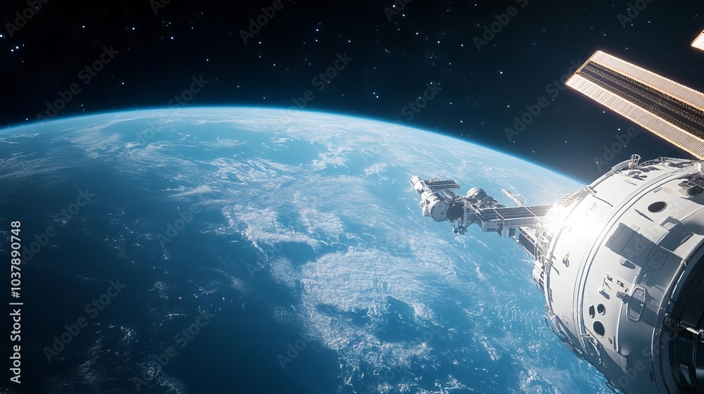 Spacecraft docking at a massive space station, sci-fi innovation, interstellar travel Spacecraft docking at a massive space station, sci-fi innovation, interstellar travel