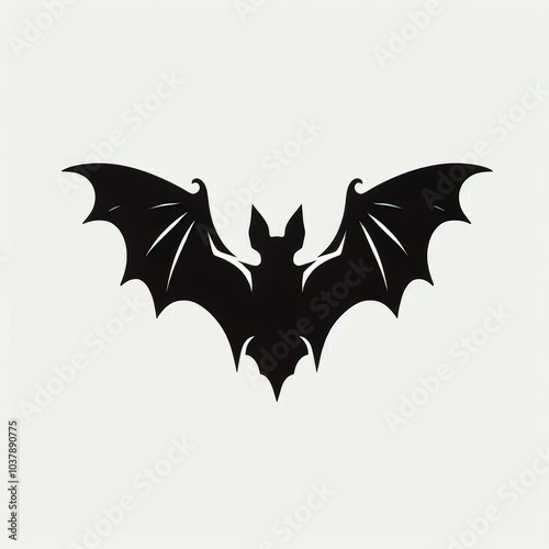 Wallpaper Mural Minimalistic Bat Silhouette in Black, Gothic Design for Halloween Themes Torontodigital.ca