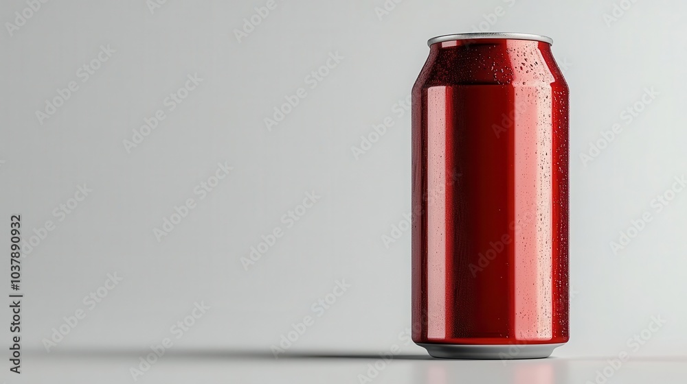 Fototapeta premium sleek aluminum red soda can showcased against a clean white background highlighting its modern design and branding evoking a sense of refreshment and enjoyment