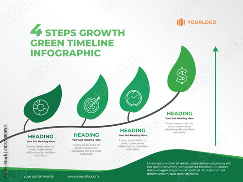 Natural environment business presentation concept infographic template with 4 steps