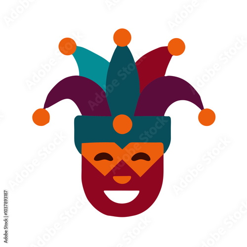 Colorful abstract jester face with cheerful expression