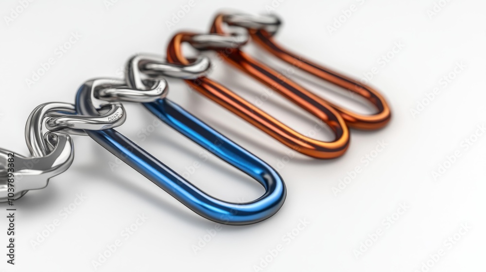 Climbing Carabiners in Different Colors on a White Background for Outdoor Adventure and Safety Equipment Designs. Generative AI Climbing Carabiners in Different Colors on a White Background for Outdoor Adventure and Safety Equipment Designs. Generative AI